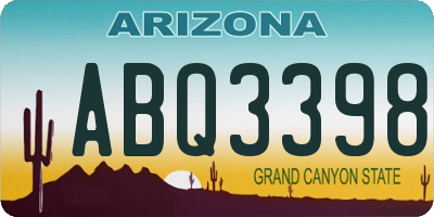 AZ license plate ABQ3398