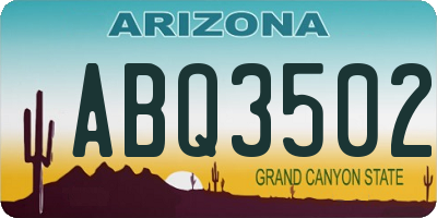 AZ license plate ABQ3502