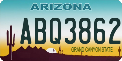 AZ license plate ABQ3862