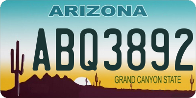 AZ license plate ABQ3892
