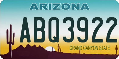 AZ license plate ABQ3922