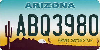 AZ license plate ABQ3980