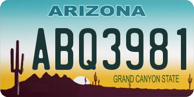 AZ license plate ABQ3981