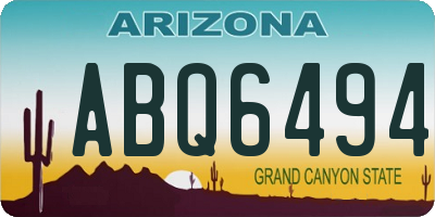 AZ license plate ABQ6494