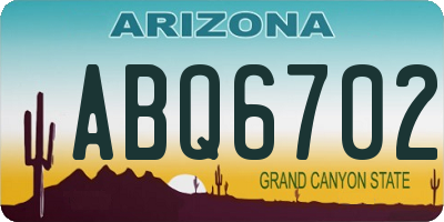 AZ license plate ABQ6702