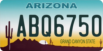 AZ license plate ABQ6750