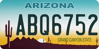 AZ license plate ABQ6752