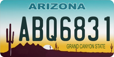 AZ license plate ABQ6831