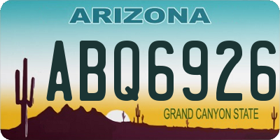 AZ license plate ABQ6926