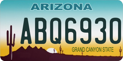 AZ license plate ABQ6930