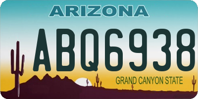 AZ license plate ABQ6938