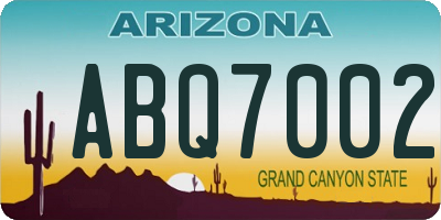 AZ license plate ABQ7002