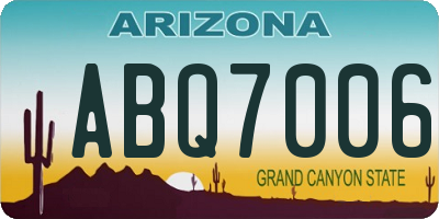 AZ license plate ABQ7006