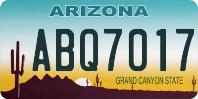 AZ license plate ABQ7017