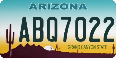 AZ license plate ABQ7022