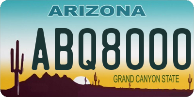 AZ license plate ABQ8000