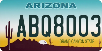 AZ license plate ABQ8003