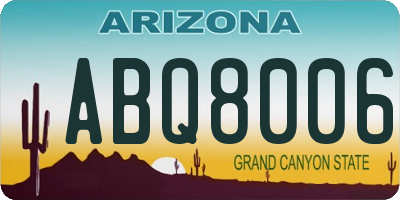 AZ license plate ABQ8006