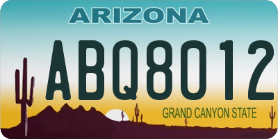 AZ license plate ABQ8012