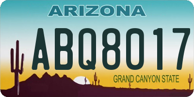 AZ license plate ABQ8017