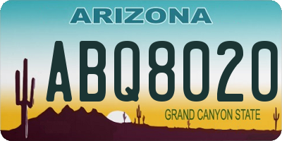 AZ license plate ABQ8020