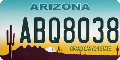 AZ license plate ABQ8038