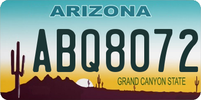 AZ license plate ABQ8072