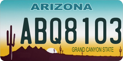 AZ license plate ABQ8103