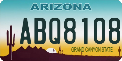 AZ license plate ABQ8108