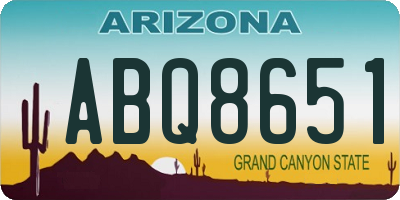 AZ license plate ABQ8651