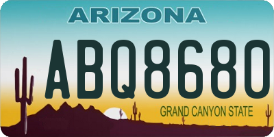 AZ license plate ABQ8680