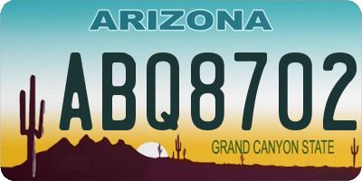 AZ license plate ABQ8702