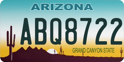 AZ license plate ABQ8722