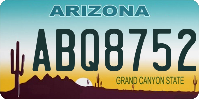 AZ license plate ABQ8752