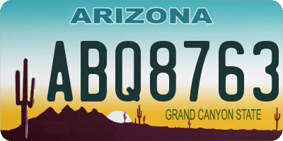 AZ license plate ABQ8763