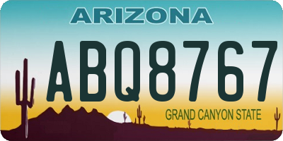 AZ license plate ABQ8767