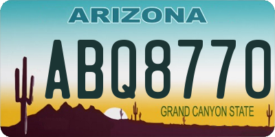 AZ license plate ABQ8770