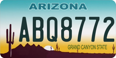 AZ license plate ABQ8772