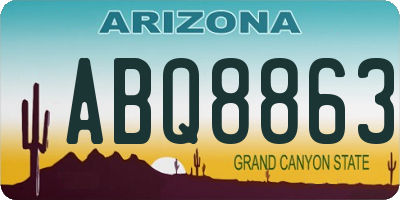 AZ license plate ABQ8863