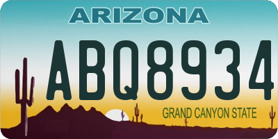 AZ license plate ABQ8934