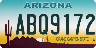 AZ license plate ABQ9172