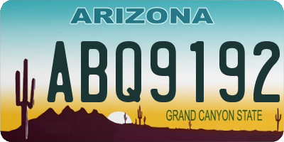 AZ license plate ABQ9192