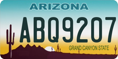 AZ license plate ABQ9207