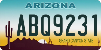 AZ license plate ABQ9231