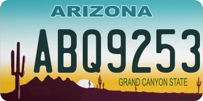AZ license plate ABQ9253