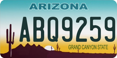 AZ license plate ABQ9259
