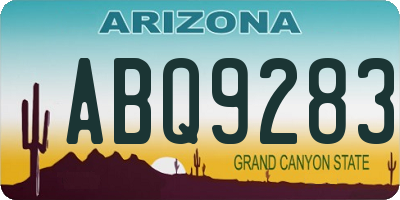 AZ license plate ABQ9283
