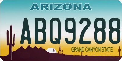 AZ license plate ABQ9288