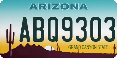 AZ license plate ABQ9303