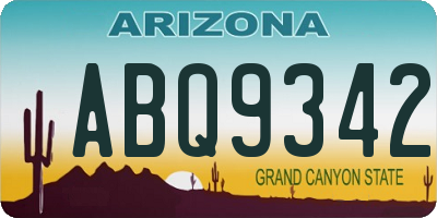 AZ license plate ABQ9342